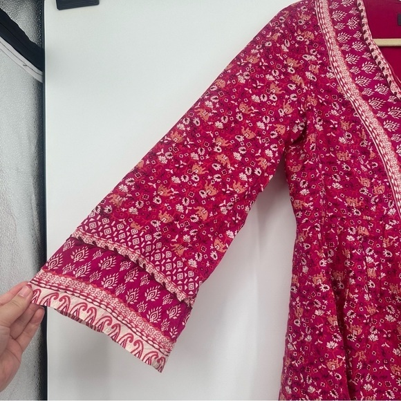 Anthropologie Maeve Isabel Embroidered Tunic Batik Print Embroidered Dress Small - Picture 6 of 7